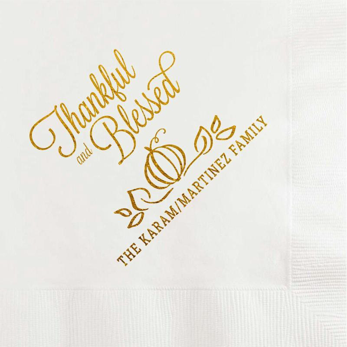 Thankful and Blessed Thanksgiving Custom and Personalized Beverage Napkins