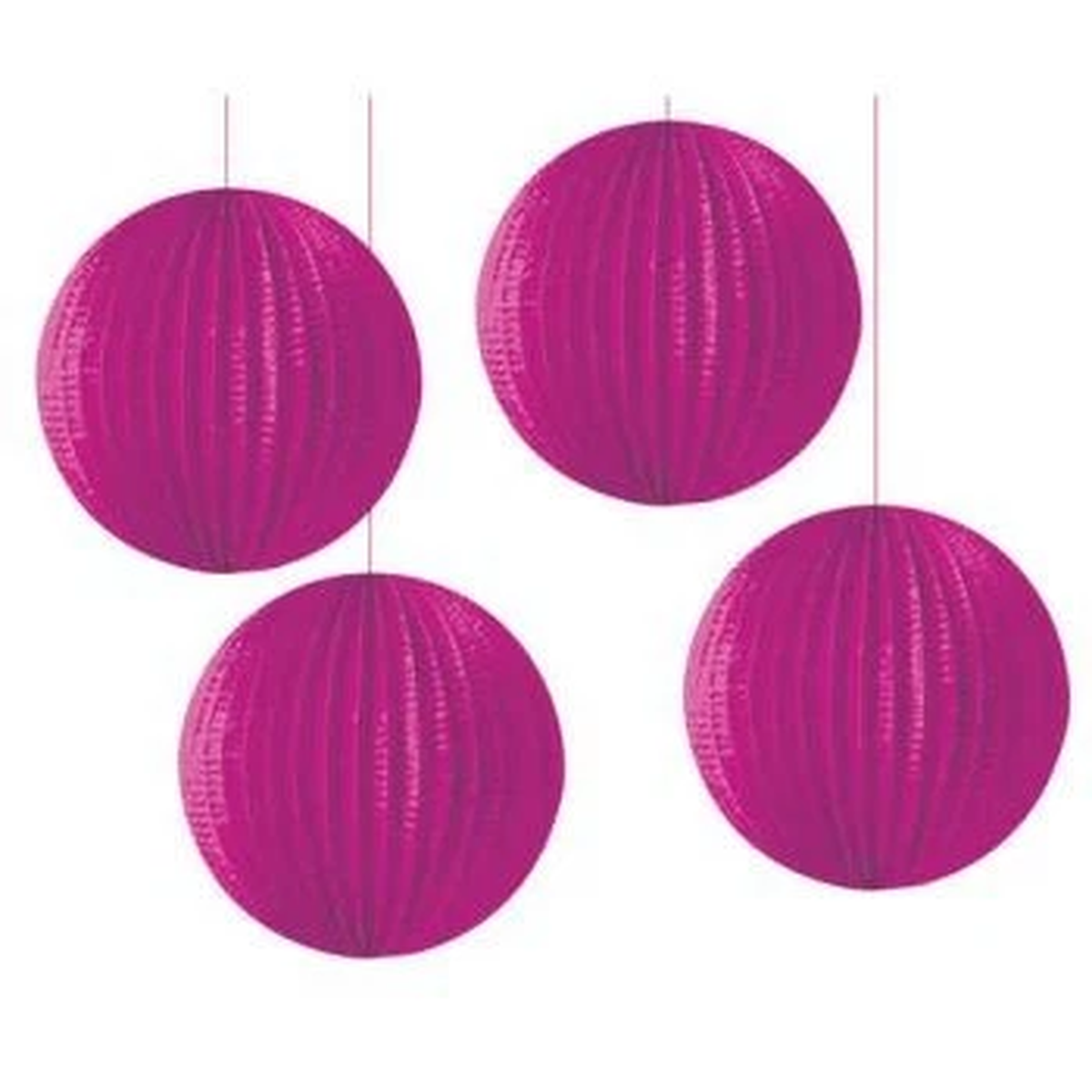 Paper Lanterns, Raspberry Pink 4 Per Pack 6.5″ Pink Party Decorations Supplies