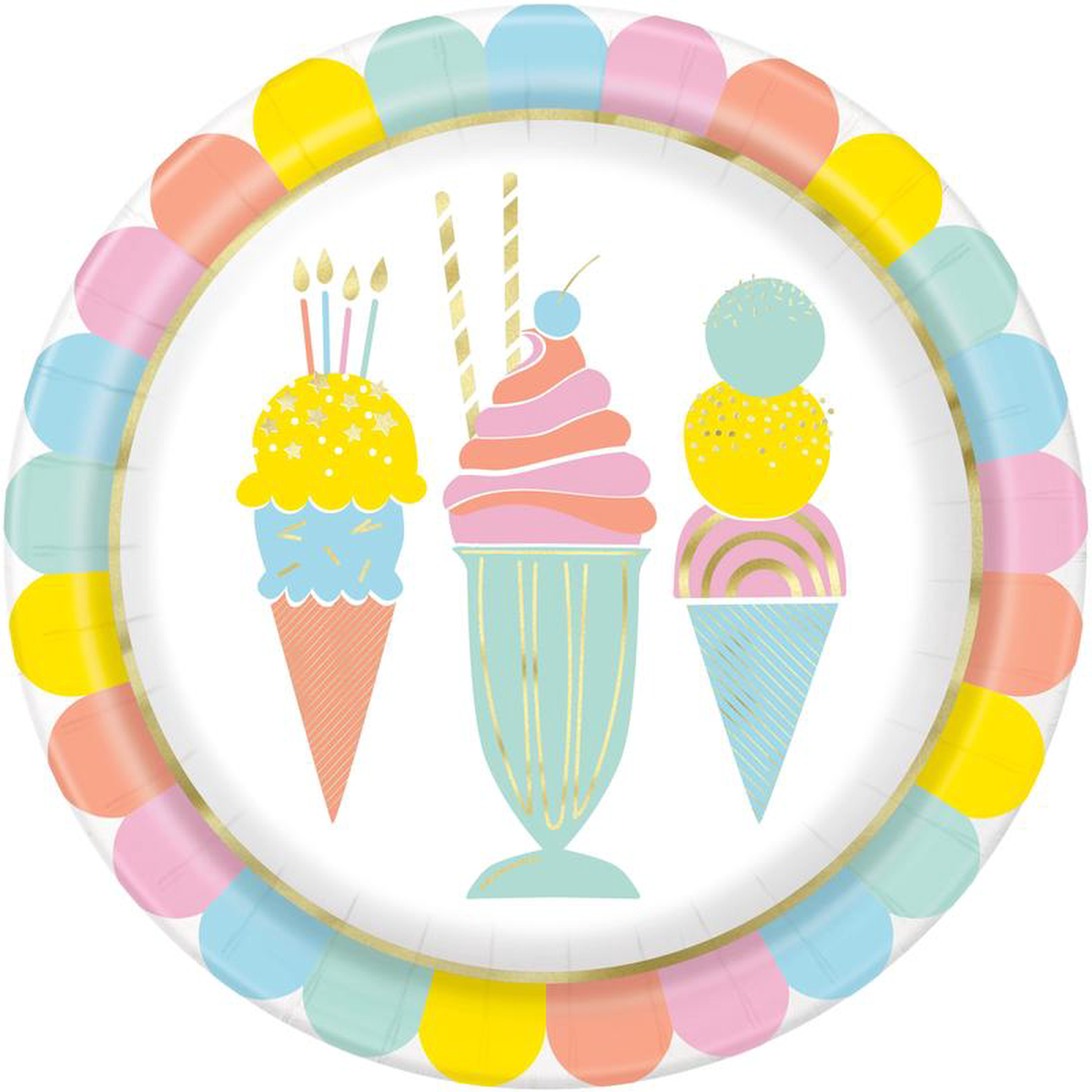 Pastel Ice Cream Large Plate 8ct