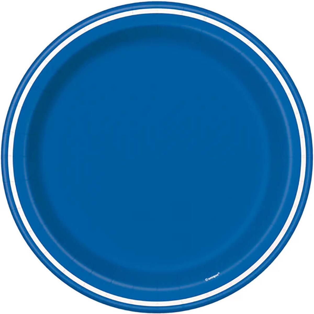 Royal Blue Striped Dinner Plates 9in 8ct