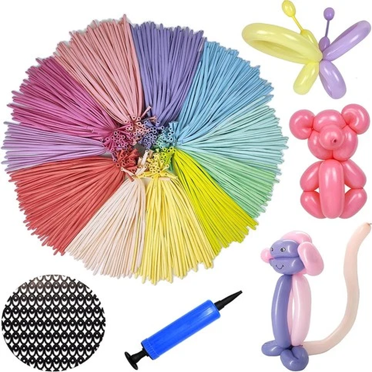 100Pcs 260 Balloons qualatex with 1 Hand Balloon Pump Kit Professional Premi