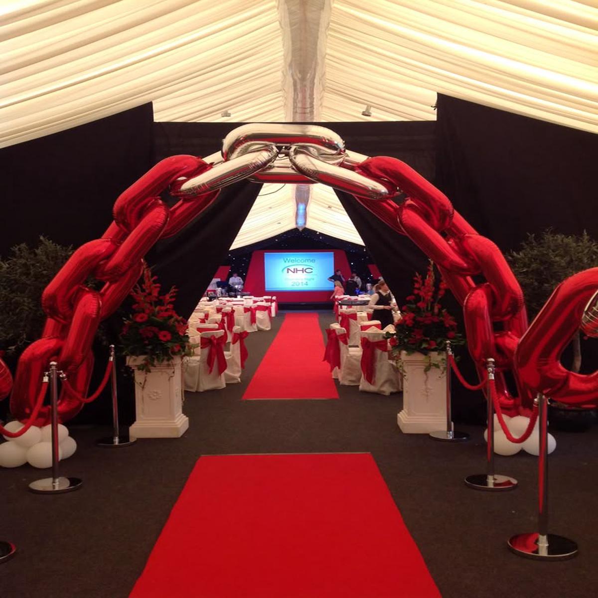 Balloon Chain Silver and Gold Arch Arrangement Pillar/Column/Tower – Corporate Event, Grand Opening