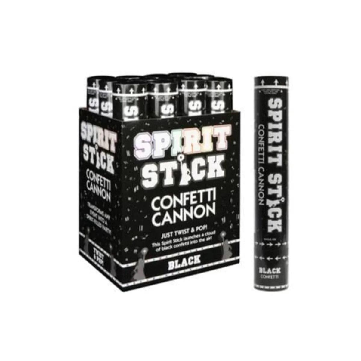 Confetti Spirit Stick Cannon Black 12″ | 1 ct