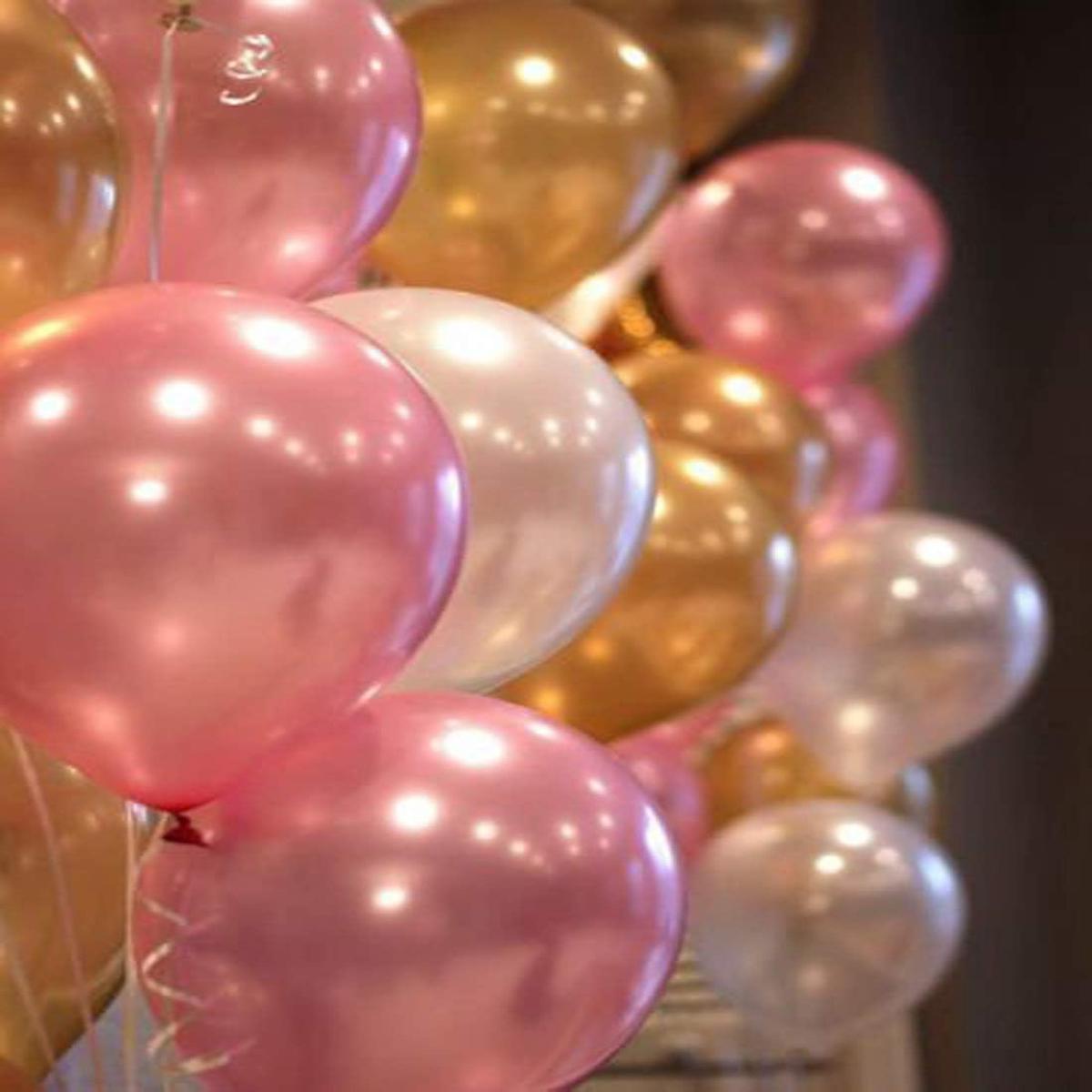 Metallic Balloon Set 51 Pcs Gold, Pink & White Balloons for Decoration