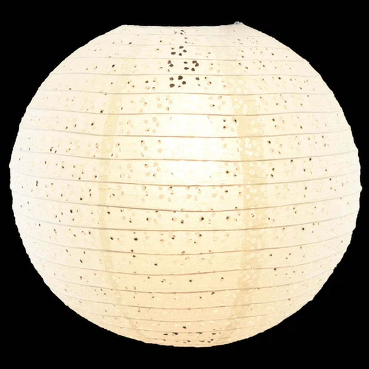 Quasimoon 8″ Round Eyelet Lace Look Paper Lantern – White by PaperLanternStore