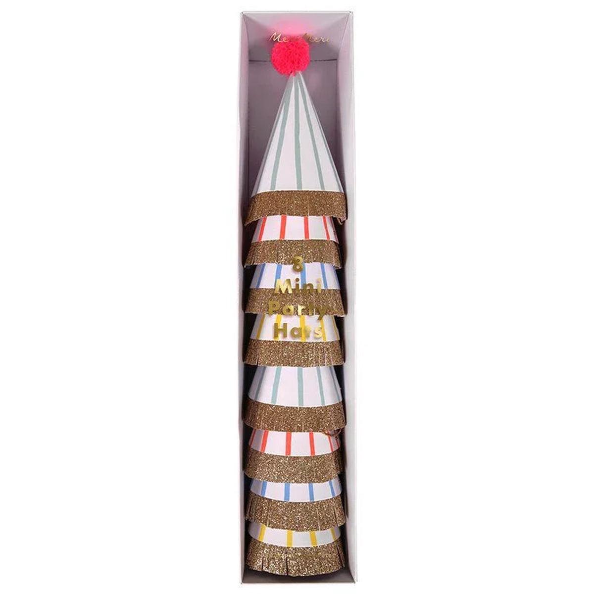 Stripe Assorted Mini Party Hats | 8 ct