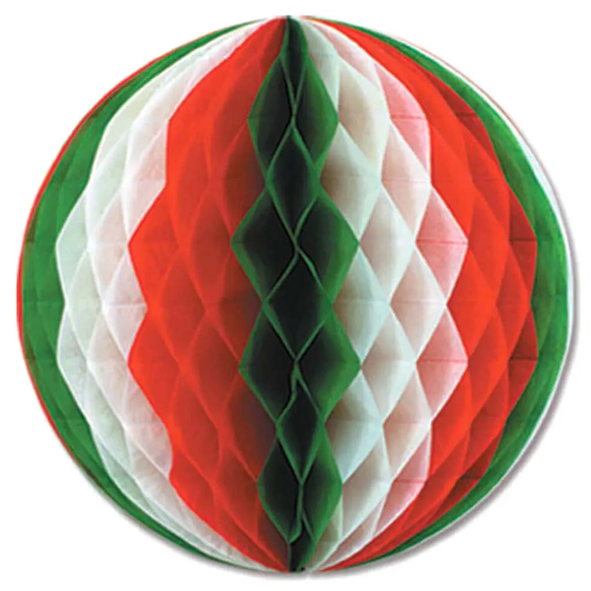 Tissue Ball 12in Red White Green