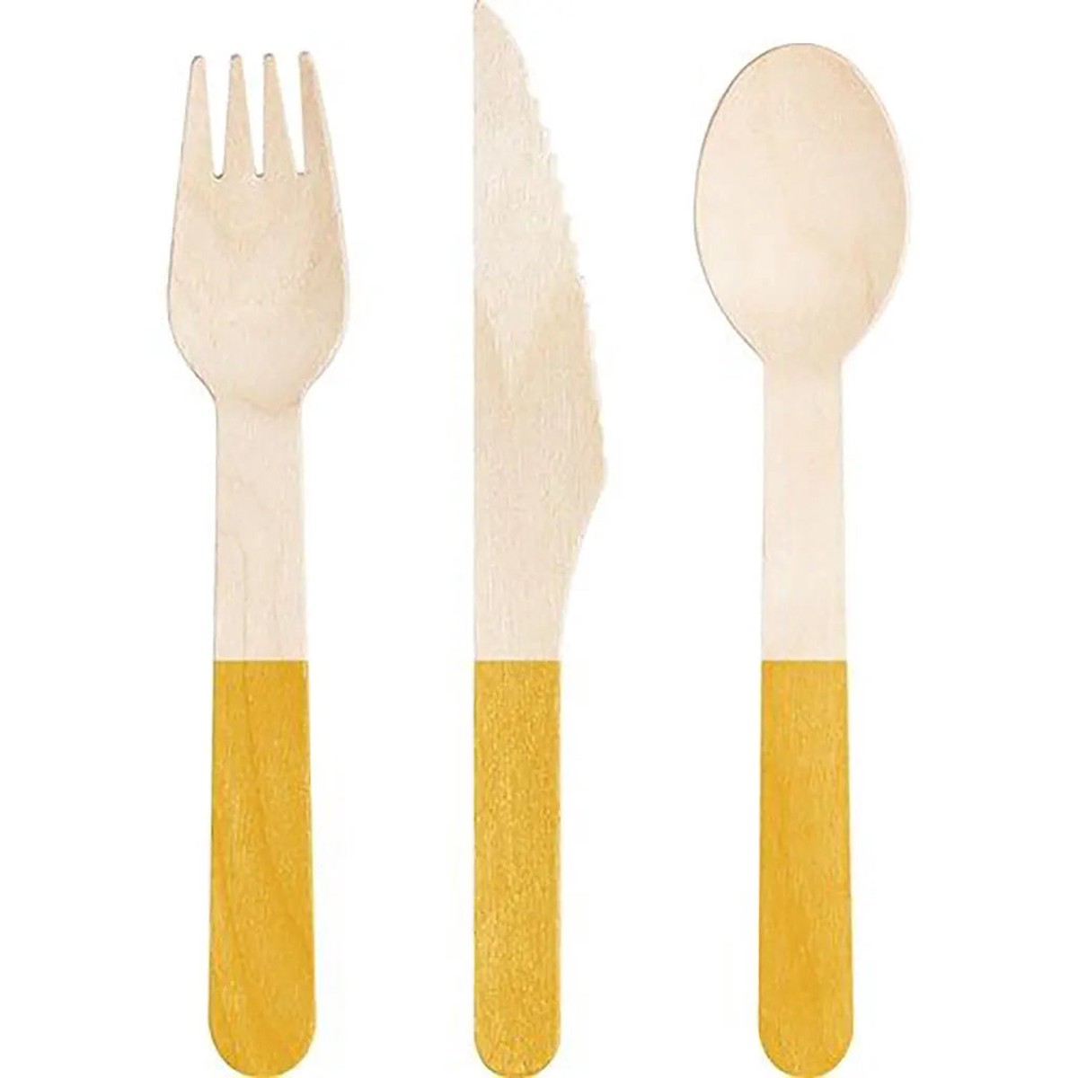 Wooden Cutlery Assorted 24ct School Bus Yellow