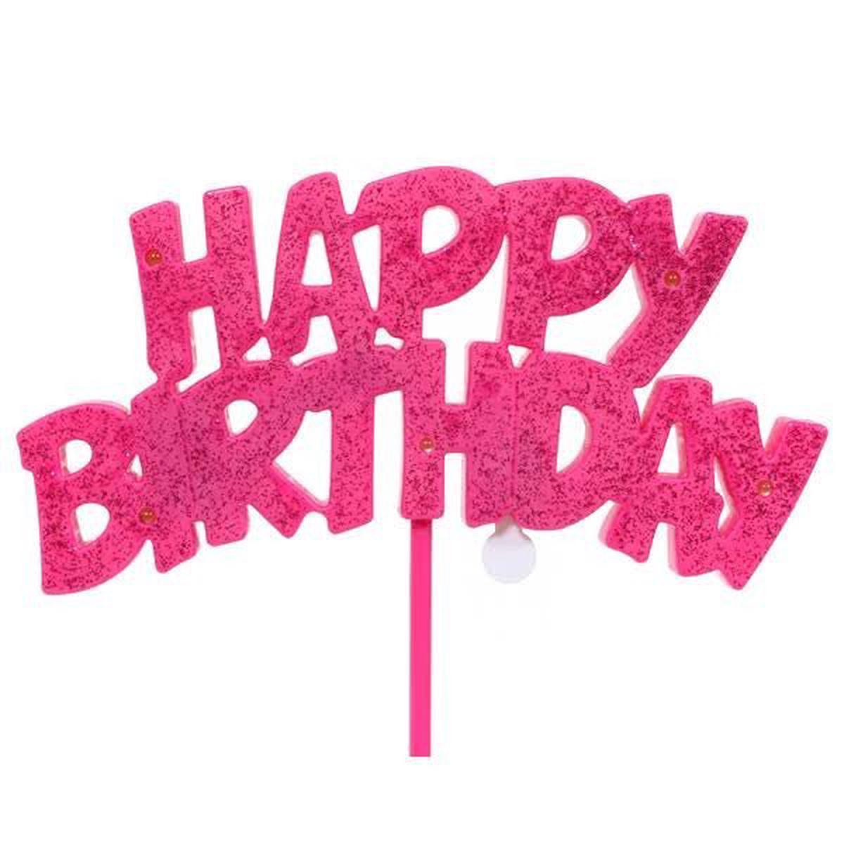 Pink Happy Birthday Cake Topper | 1 ct