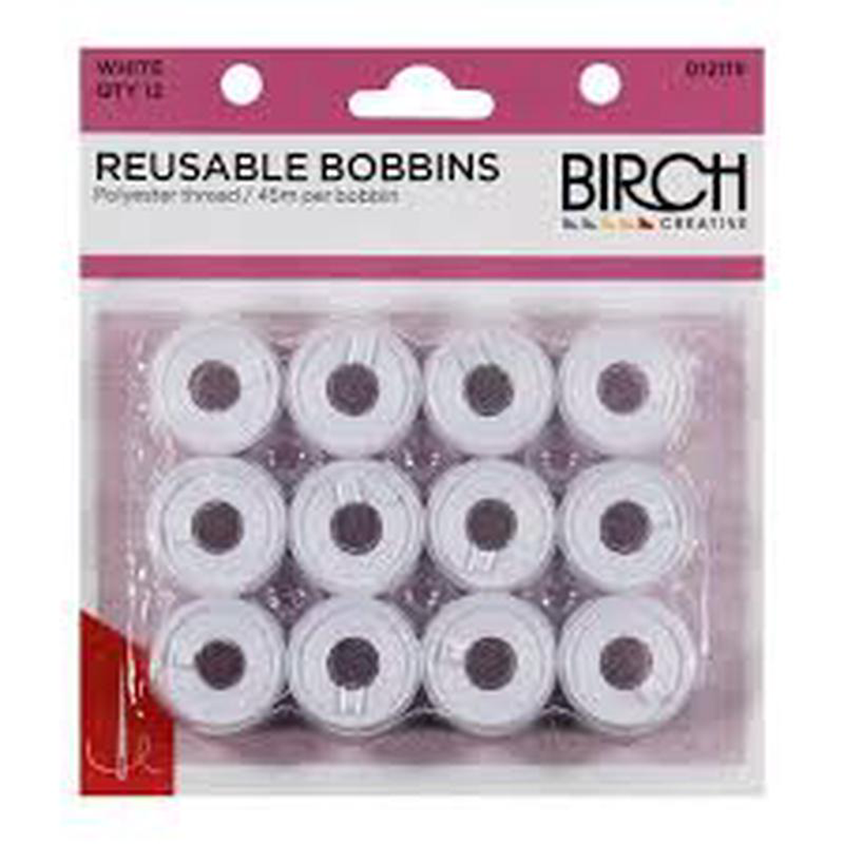 REUSABLE BOBBINS PK12 WHITE