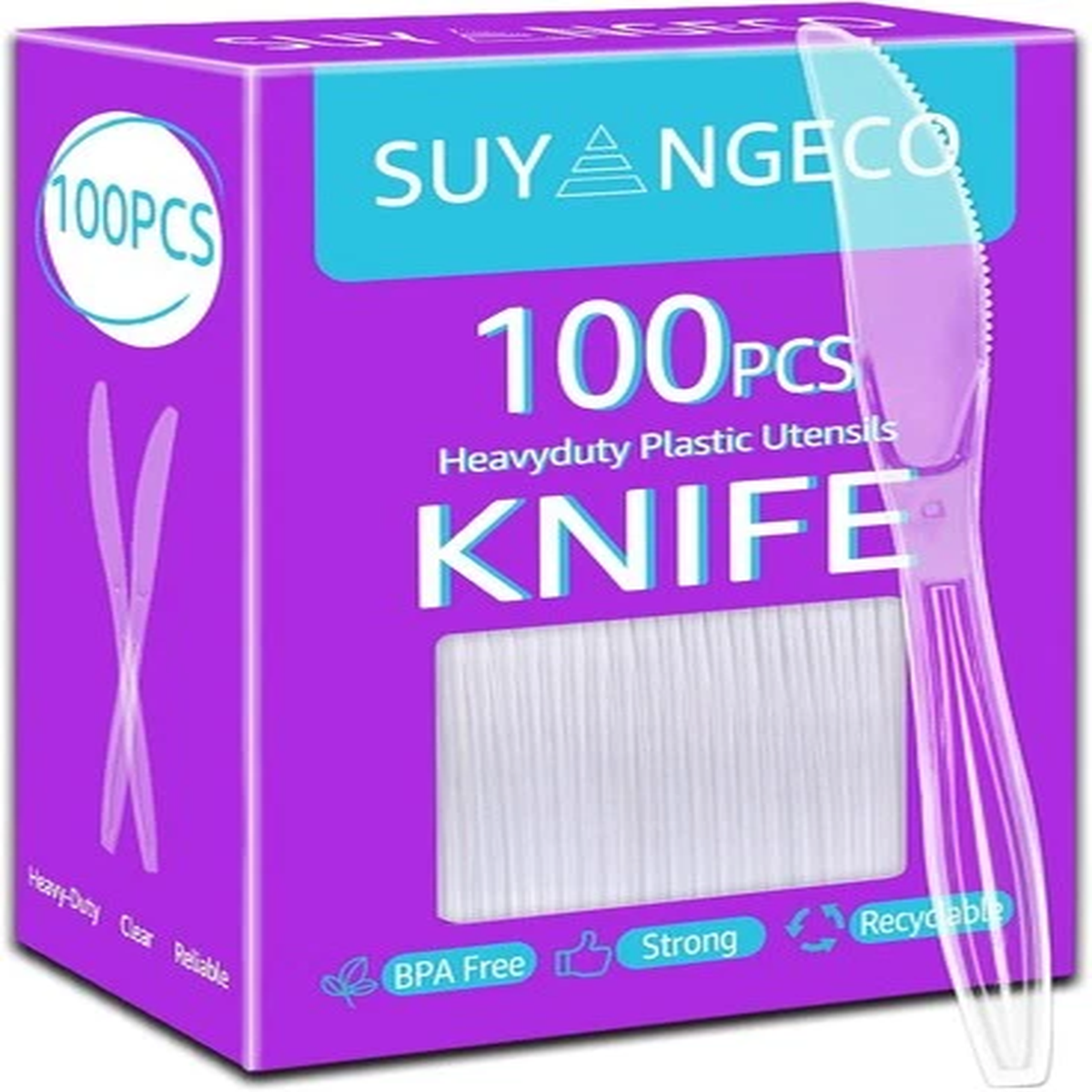 100 Ct Clear Plastic Knives Heavy Duty Disposable Steak  Silverware