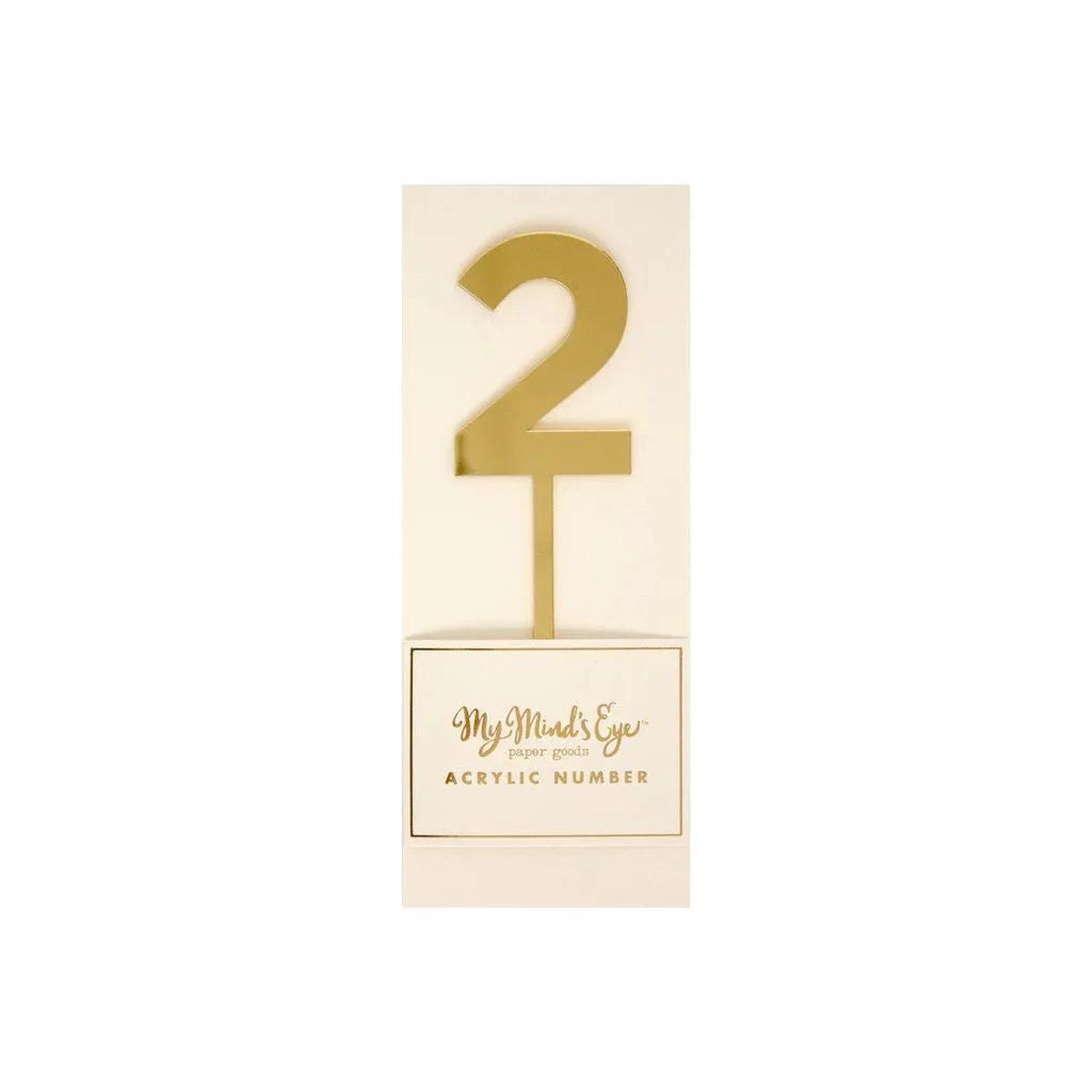 Gold Acrylic Number Cake Topper Party Pick No. 2
