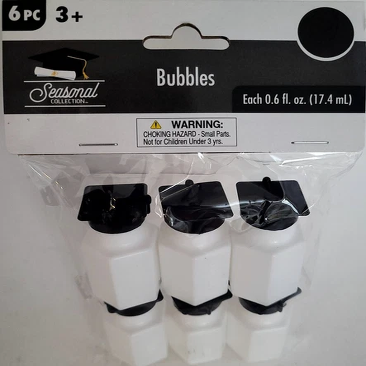 Graduation Decor Favors Bubbles in Bottles w Caps & Tassels, 6 Bottles/Pk