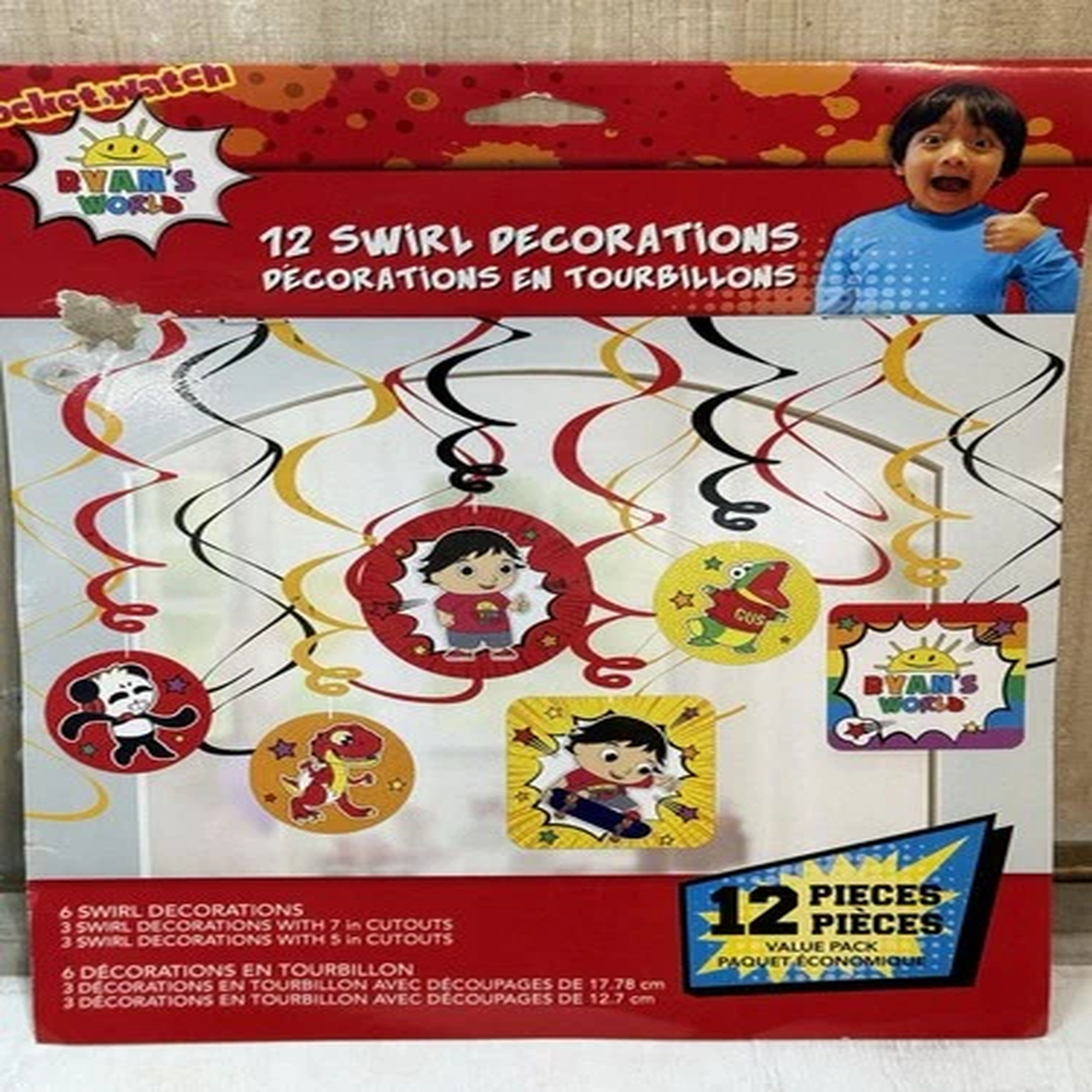RYAN’S WORLD Birthday Party 12 Pieces Swirl Decorations Children TV Movie Decor