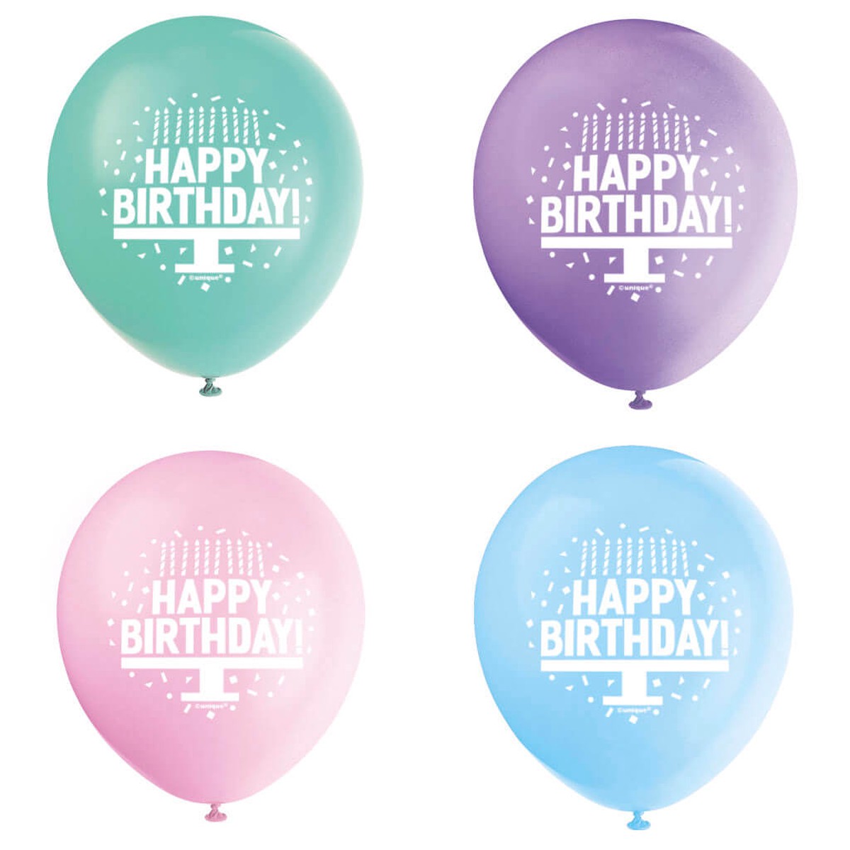 Script Happy Birthday Latex Balloons Pastel 12in 8ct