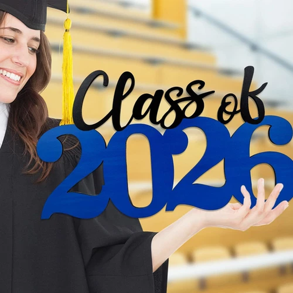 Class of 2026 Wooden Sign Blue Graduation Party Decorations 2026 Graduation Phot