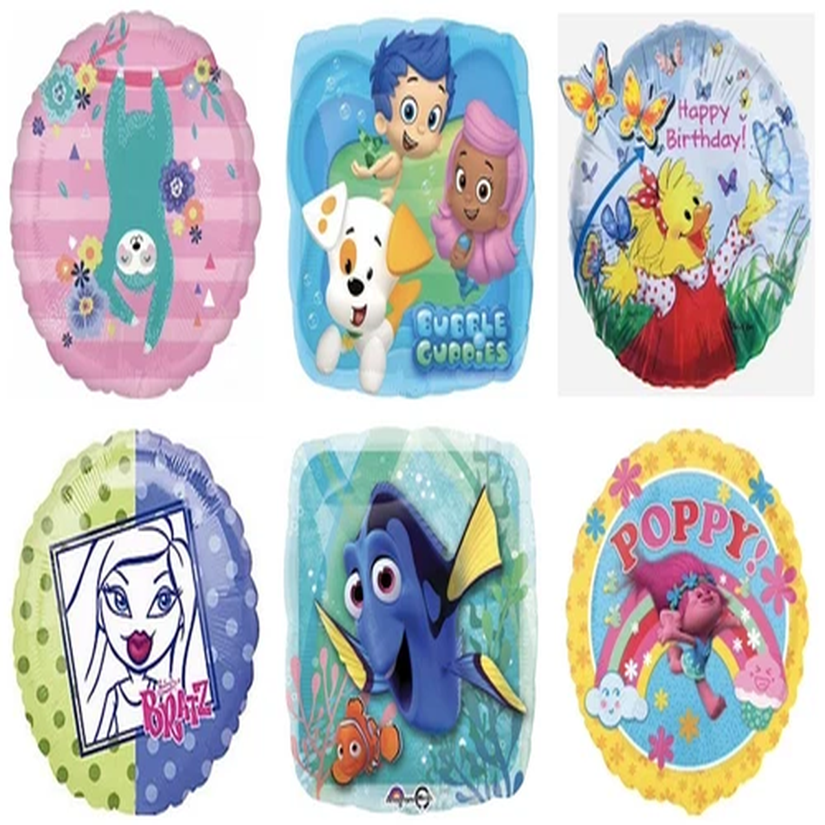 Poppy Nemo Bratz Sloth Bubble Guppies Shopkins Suzy Zoo 18″ Foil Mylar Balloon B