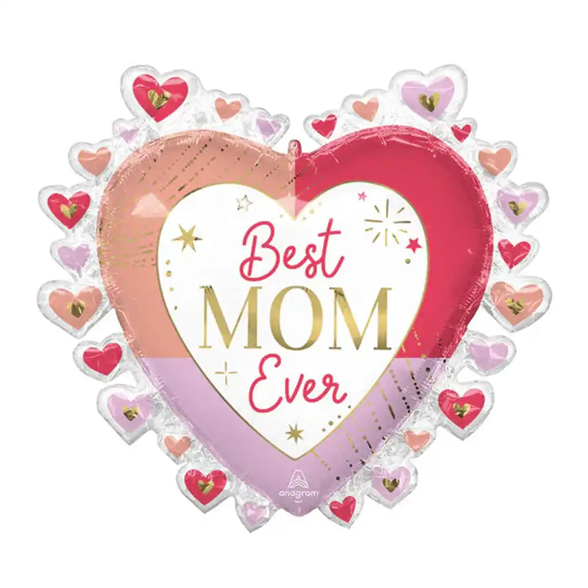Colorful Best Mom Ever Hearts Super Shape 29in