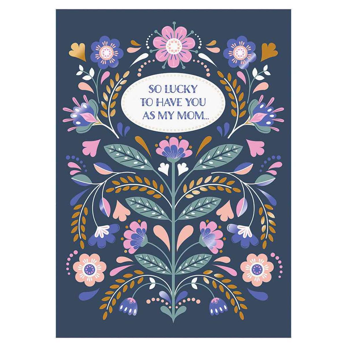 Folk Floral For Mom Greeting Card