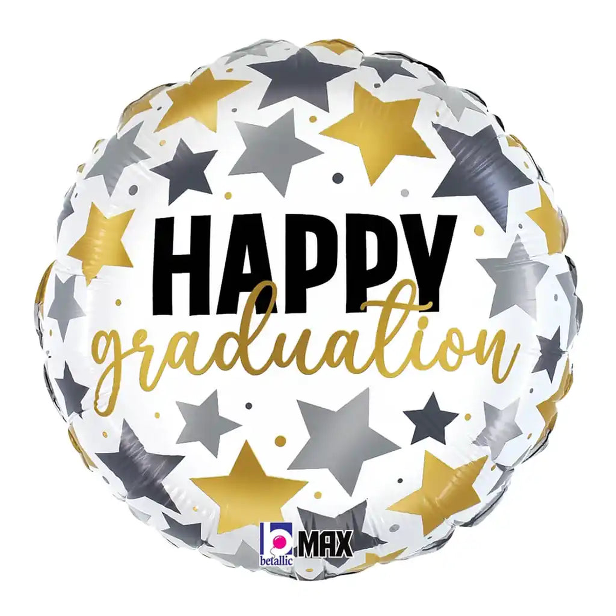 Graduation Metallic Stars Foil Balloon, 18in