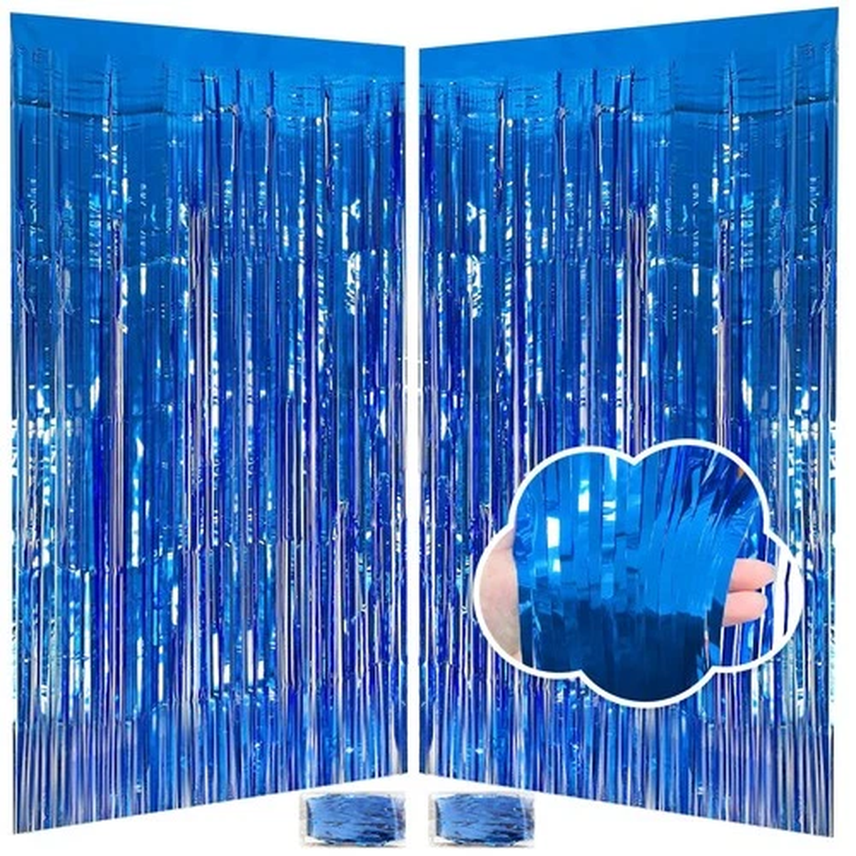 Blue Streamers Party Decorations 3.3×8.2ft, 2 Pack Dark