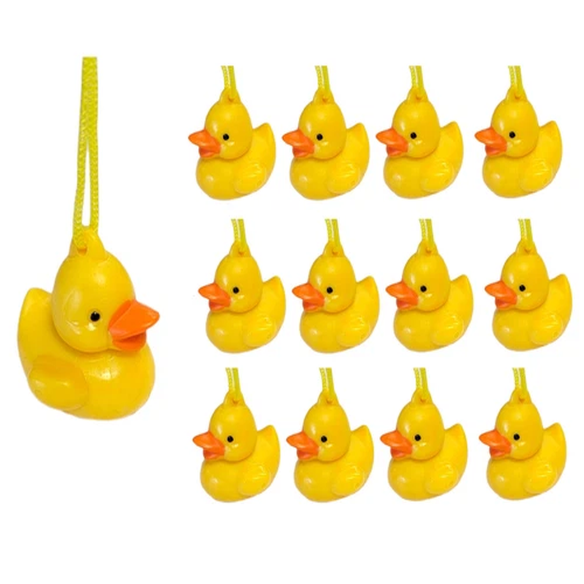 Cool Classic Mini Duck Necklaces (12 Pack) Yellow Duckies.  Plastic. Party Favor