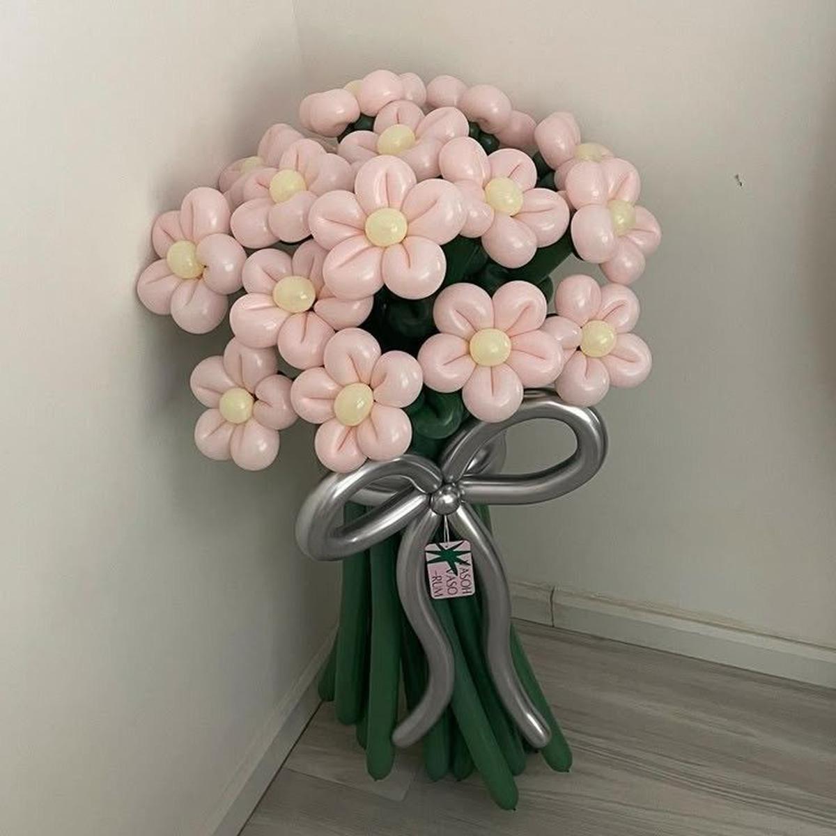 Customize Balloon Bouquet Flowers Colors Pink, Yellow, Green and Silver – Perfect for any special o