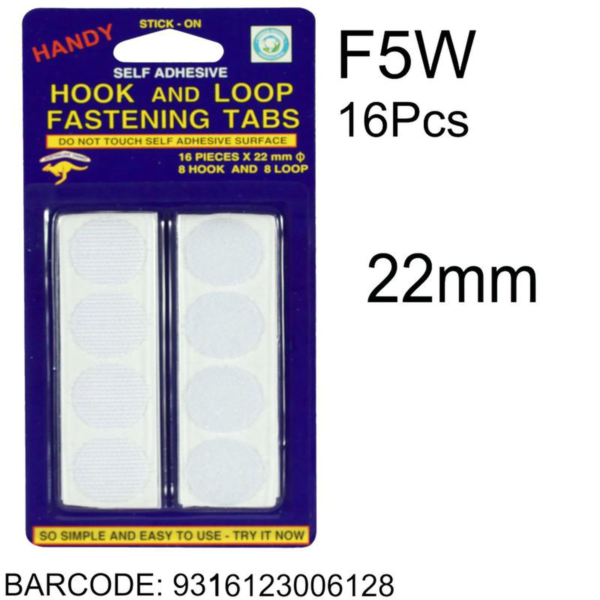 HOOK 038 LOOP DOTS 2MM PK16 WHITE