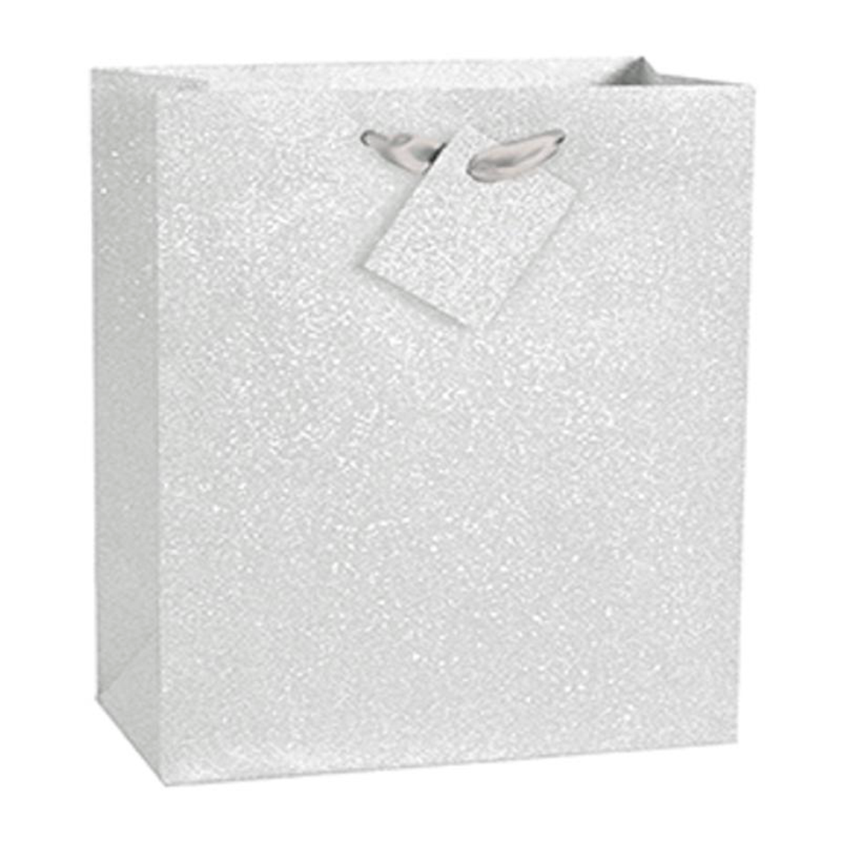 SILVER GLITTER MED GIFT BAG