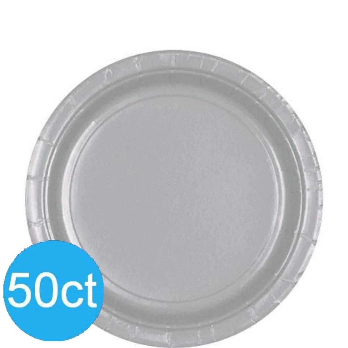 Silver Lunch Paper Plates 8.5″ | 50ct