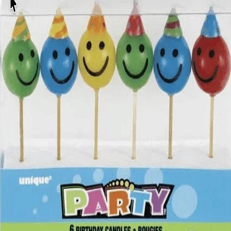 Smiley Face Pick Candles | 6ct