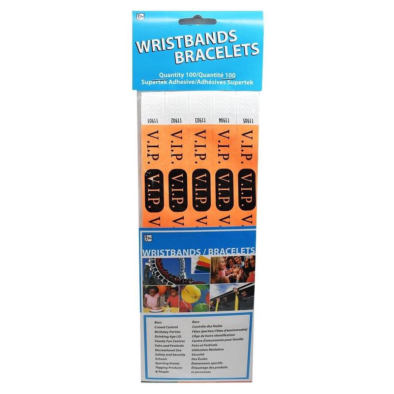 Wristband Supertek 3/4in Vip Neon Orange 100 Per Package