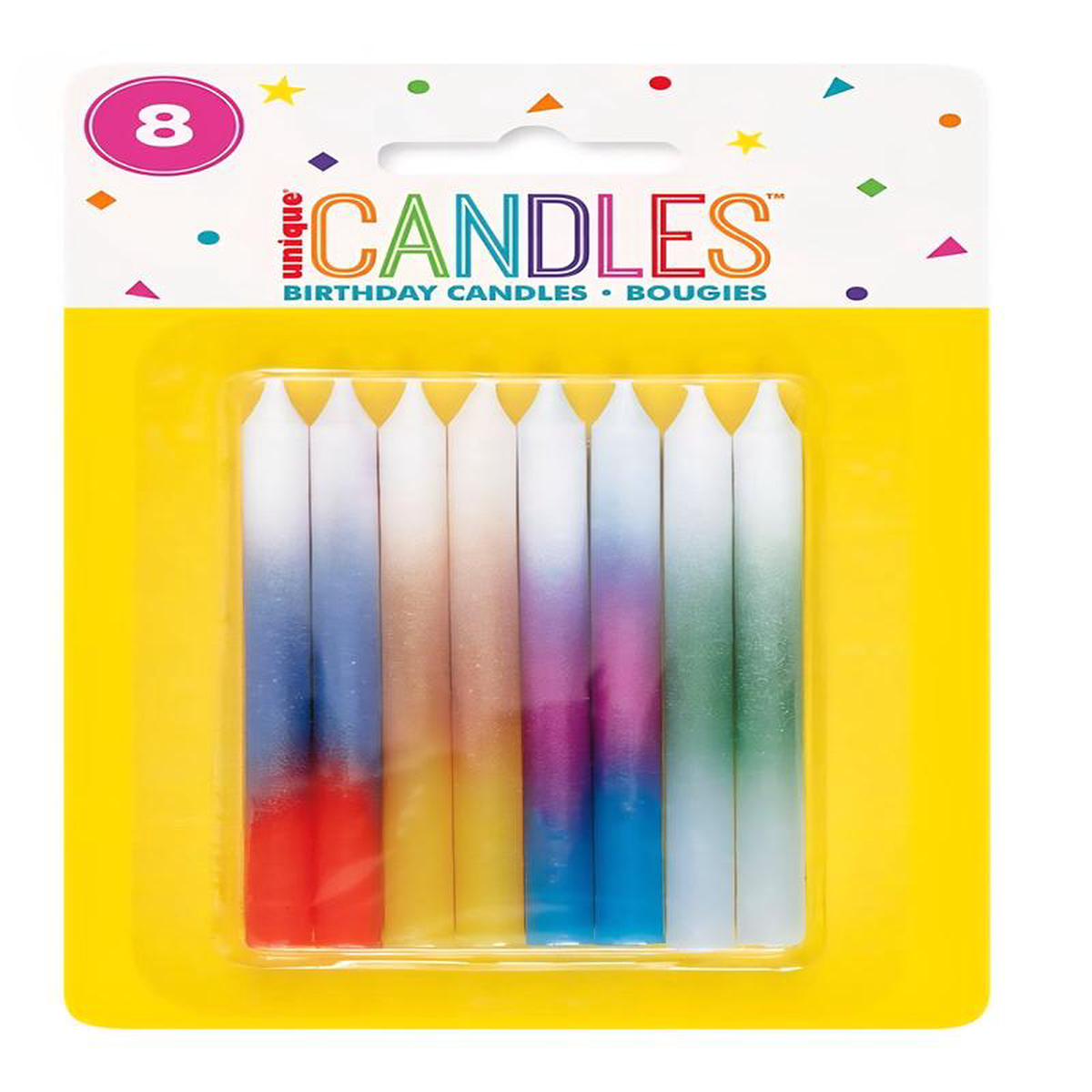 Birthday Candles Ombre Asst 8pcs