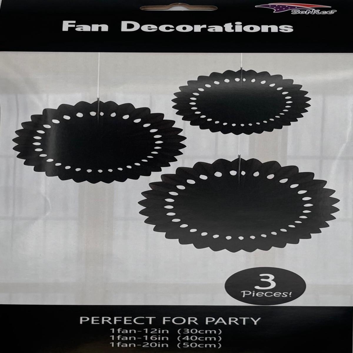 Tissue Fan Decor 3 pieces-Black