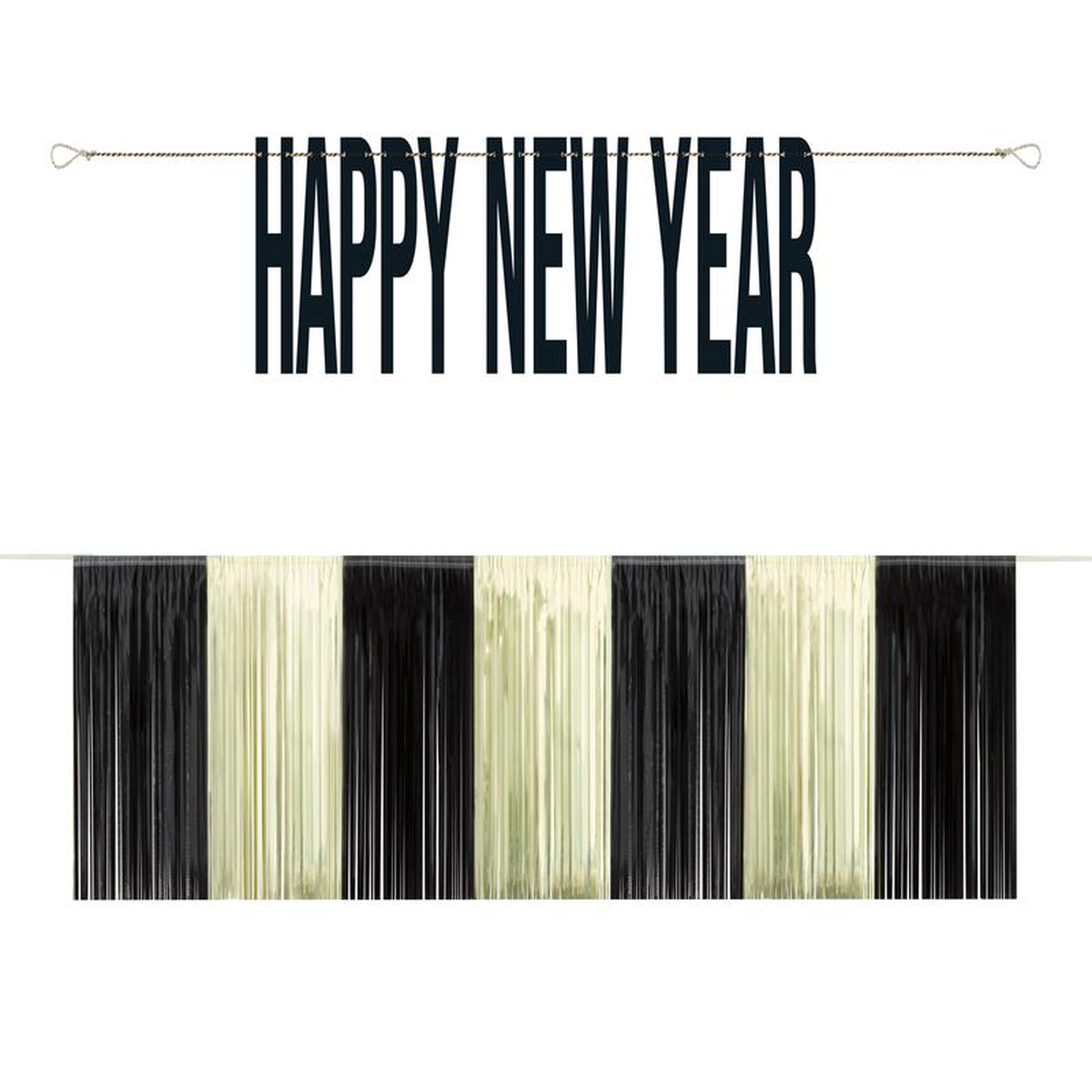 Toasting New Year8217s Gold 038 Black Fringe Banner Set 2pcs