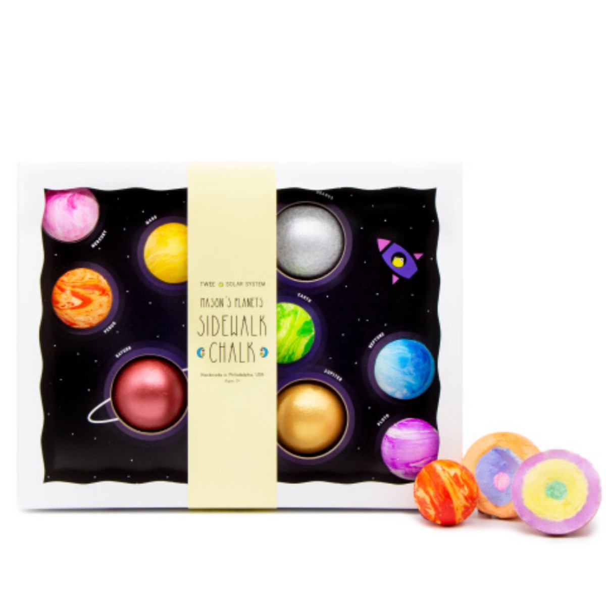 Twee Sidewalk Chalk-Masons Planets Set