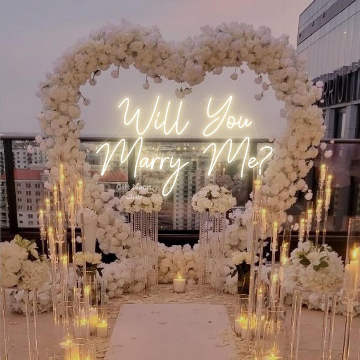 Artificial Flowers, Candles, Giant White Heart Artificial Flower, LED Customize Acrylic ‘Will You M