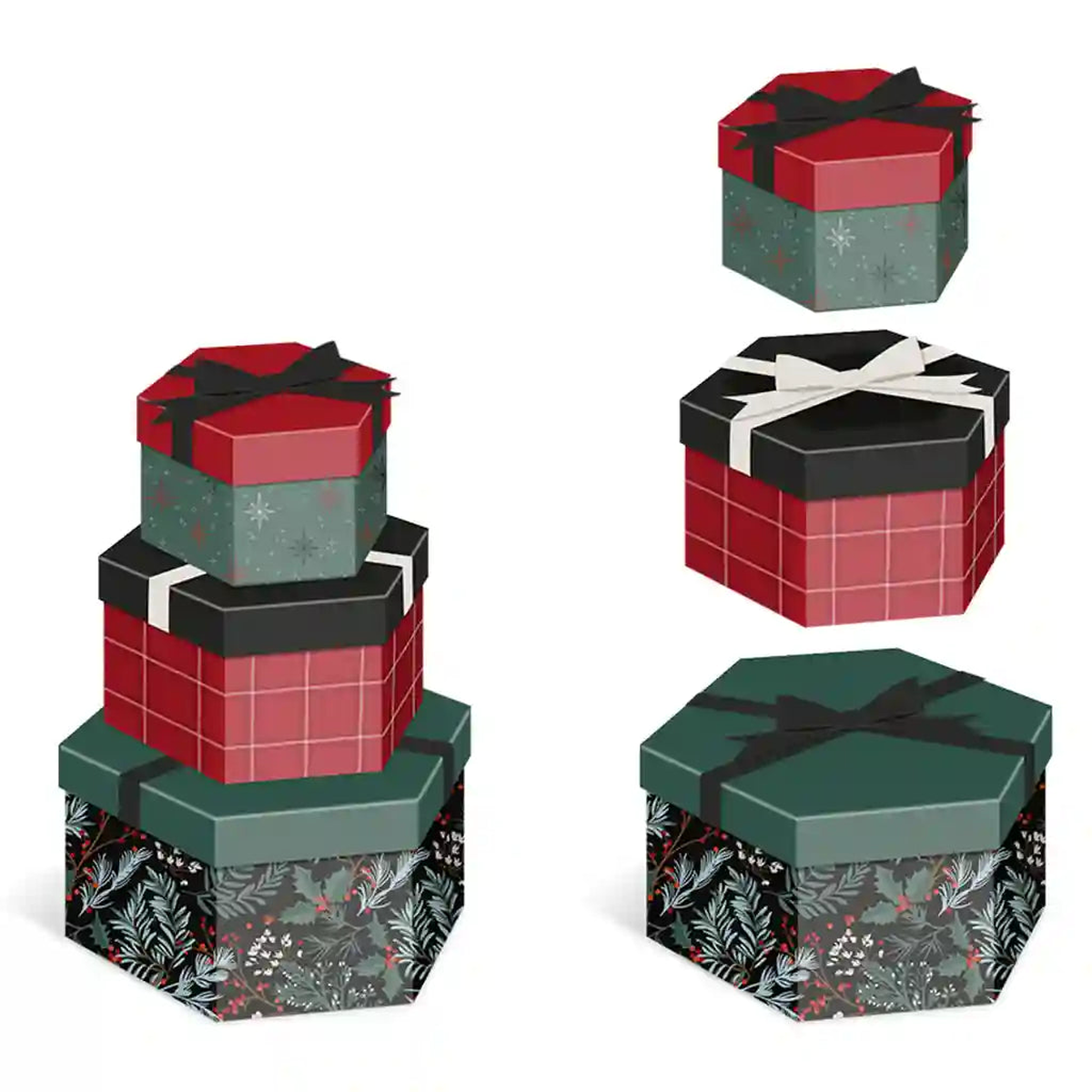 Botanical Nested Hexagon Boxes 3ct