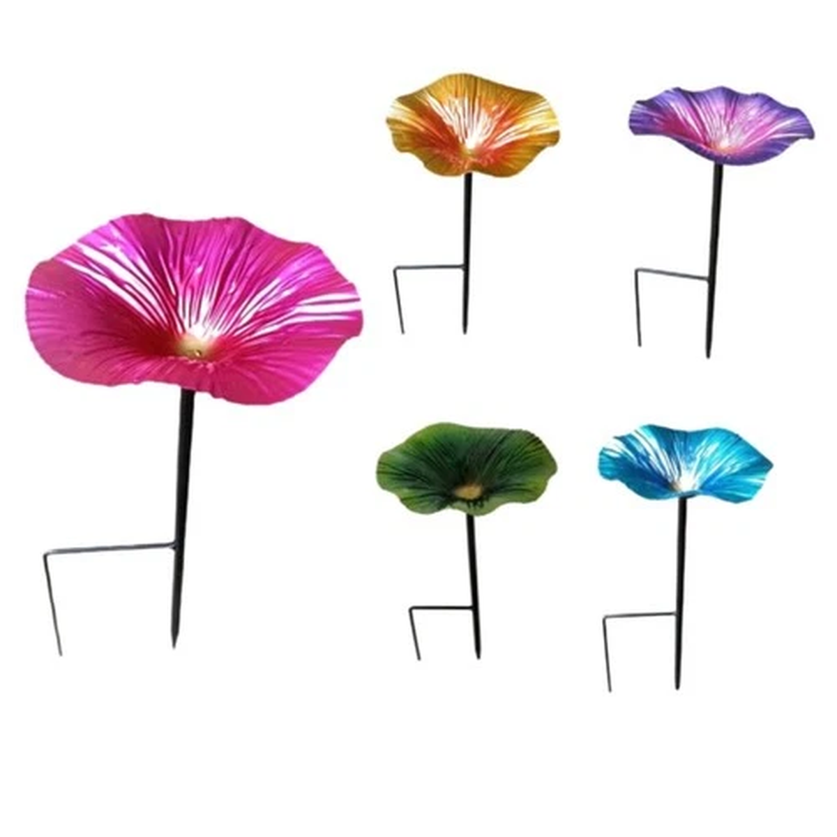 Garden Bird Feeder and Bath in Flower Form Sturdy Iron Construction 25x14cm