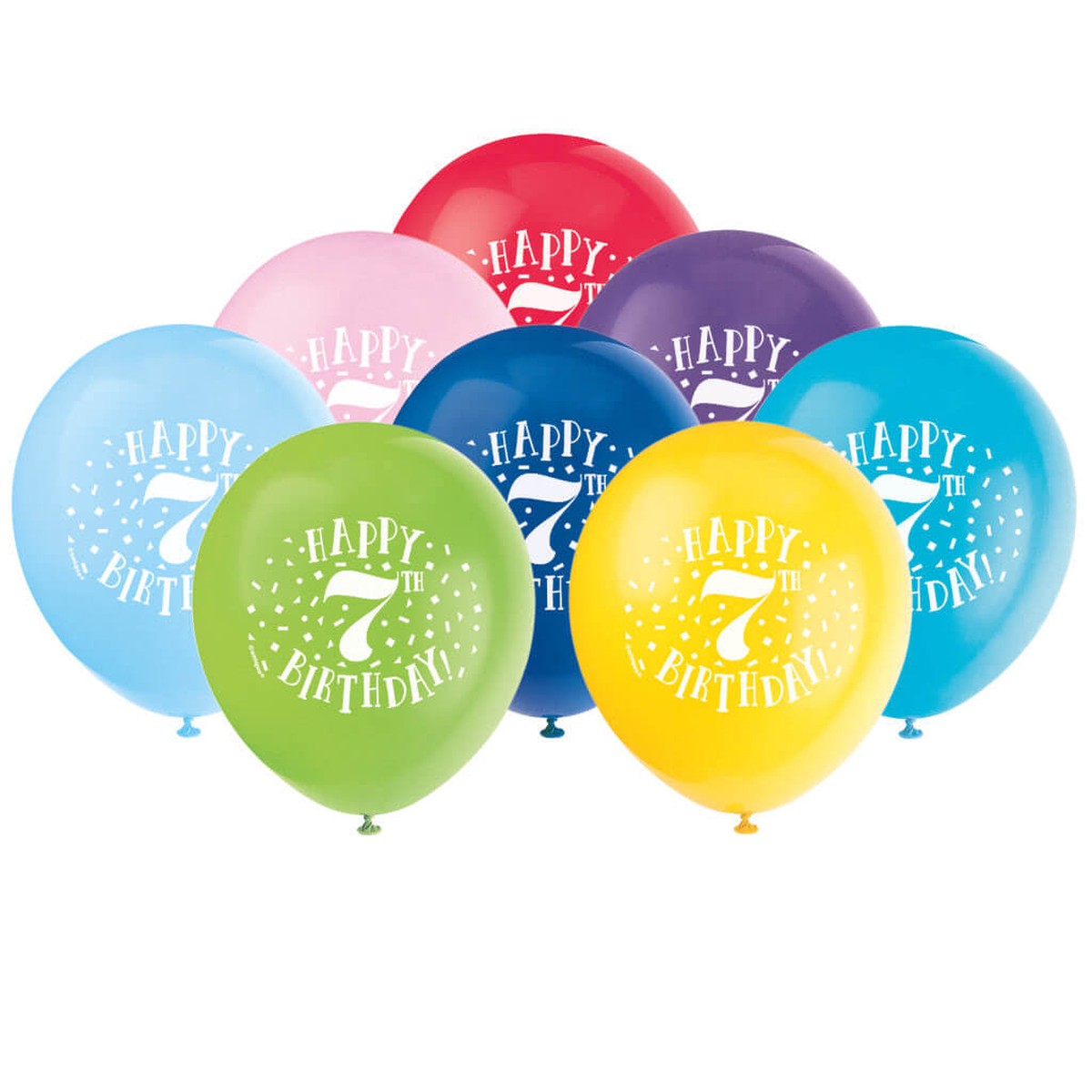 Happy 7th Birthday Latex Balloons 12in 8ct