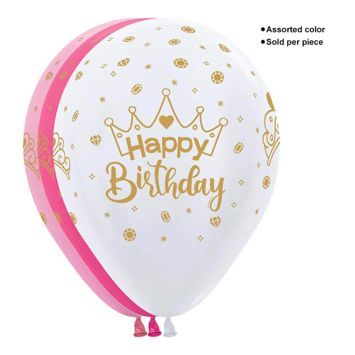 Happy Birthday Crowns Latex Balloon, 11in