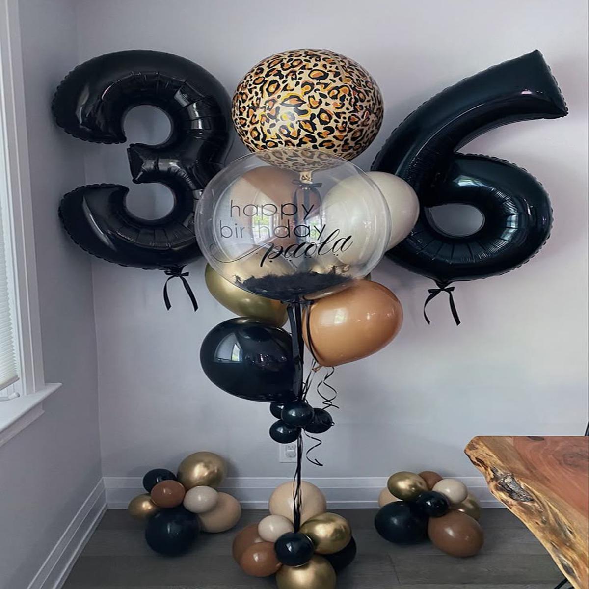 Pesonalised Clear with Feather and Customize Sticker Helium Balloons, Two Number Set Silver ’11’ an