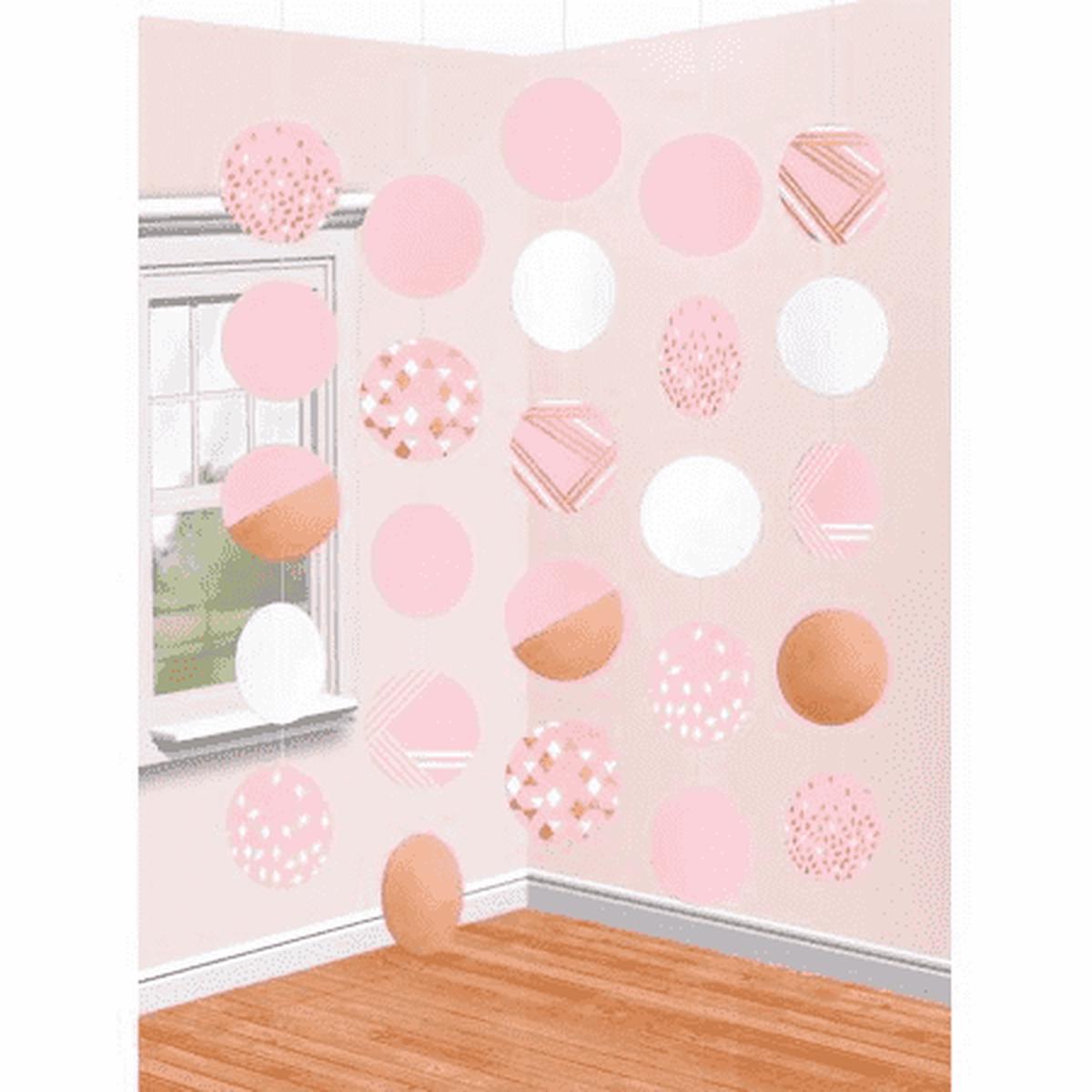 Pretty Pink Hanging Circle Decorations 5ft | 5ct