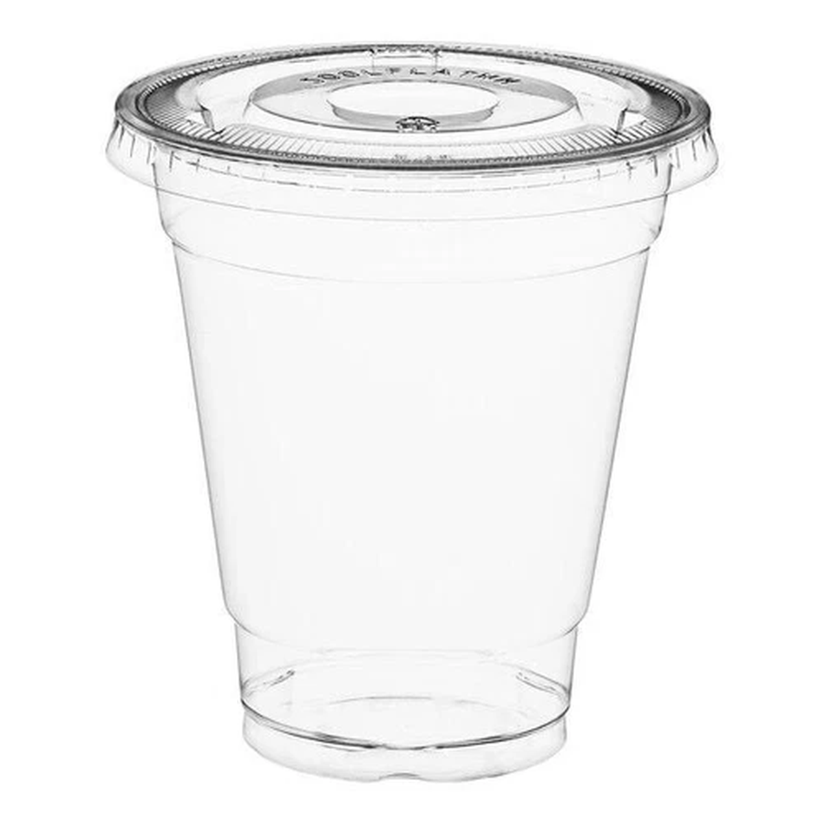 12 oz – 100 Sets  Clear PET Plastic Cups With Flat Lids