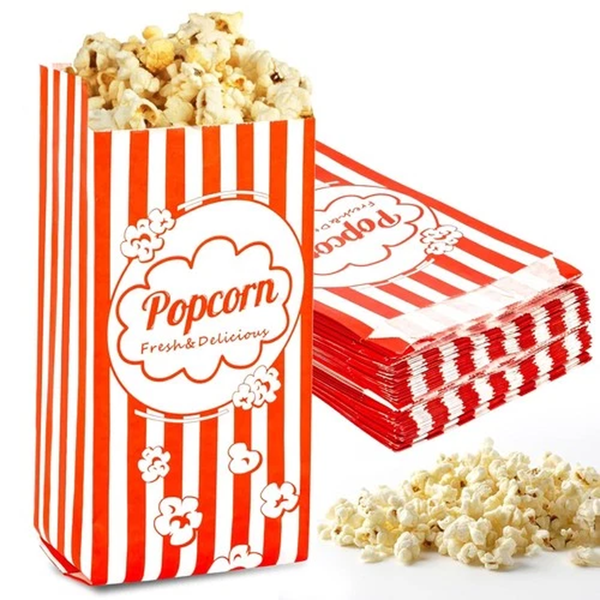 100 Popcorn Bags 1oz, Small Disposable Paper Bags for Popcorn, Mini Containers