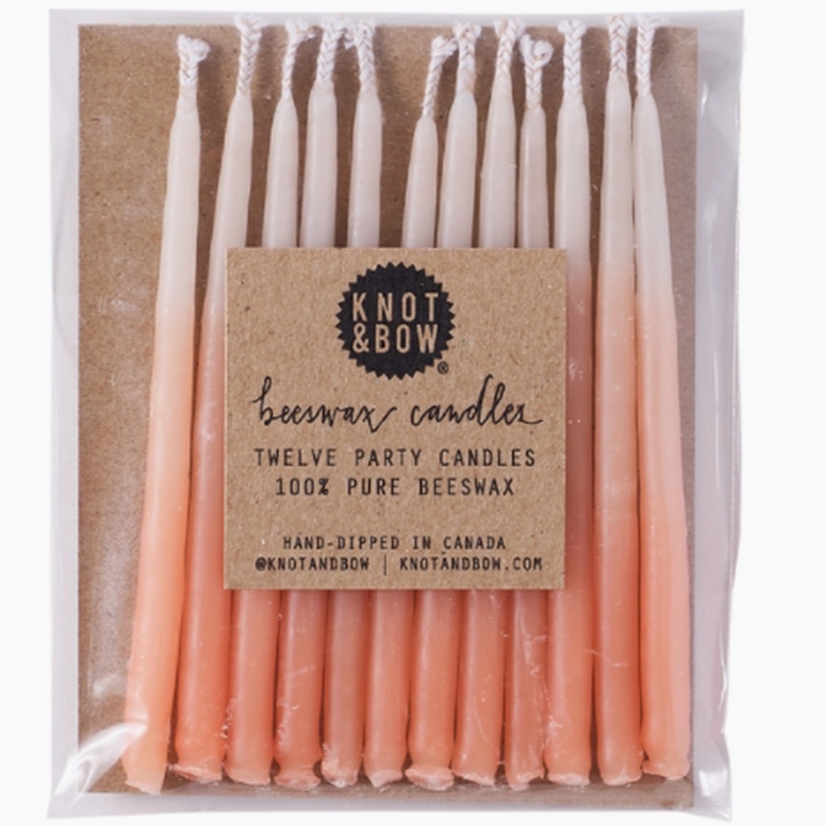Peach Ombre Beeswax Birthday Candles (pk12)
