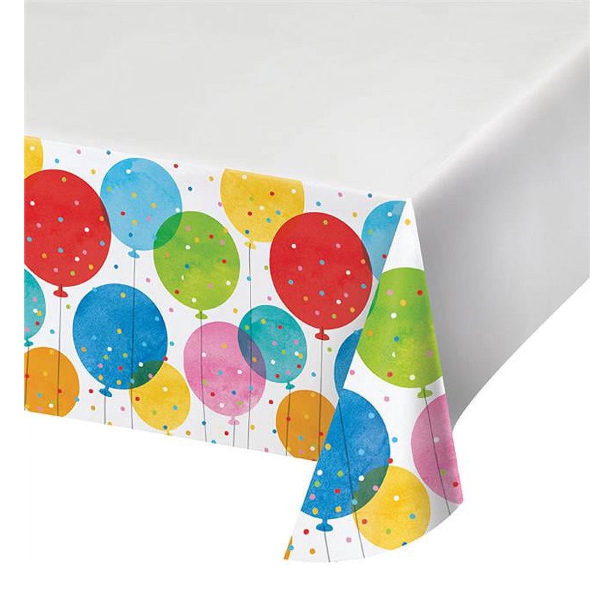 Confetti Balloons Plastic Tablecover 48in x 88in