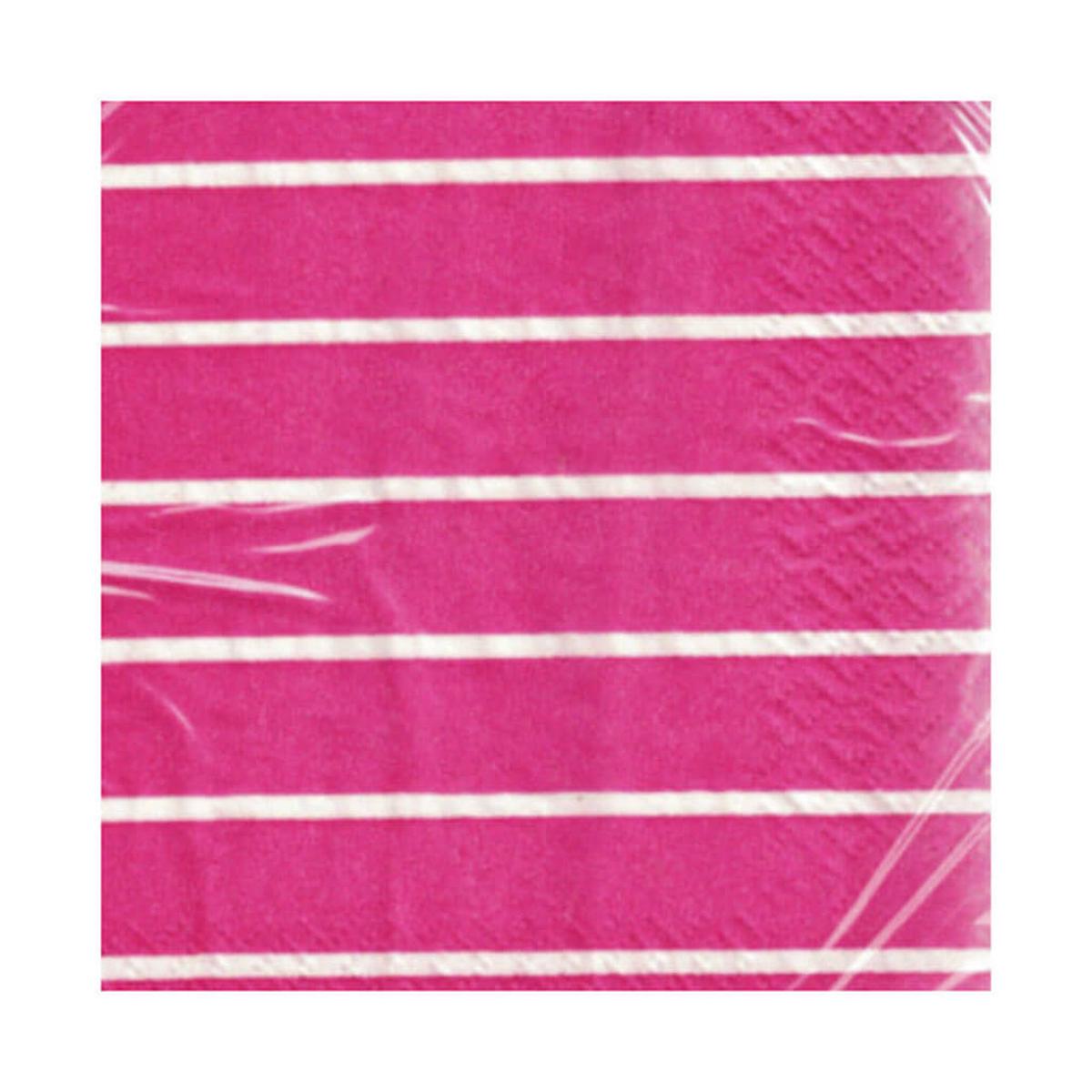 Hot Pink Striped Lunch Napkins 16ct