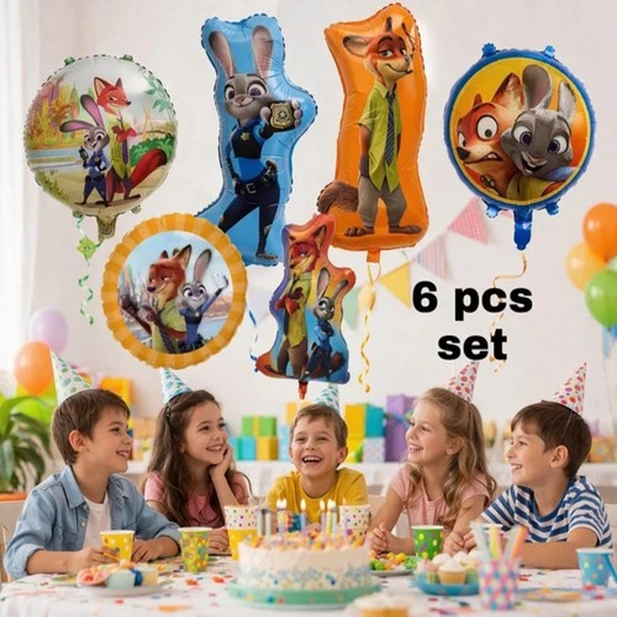 Zootopia Balloon Set  6 Foil Balloons | Kids Birthday Party Decor