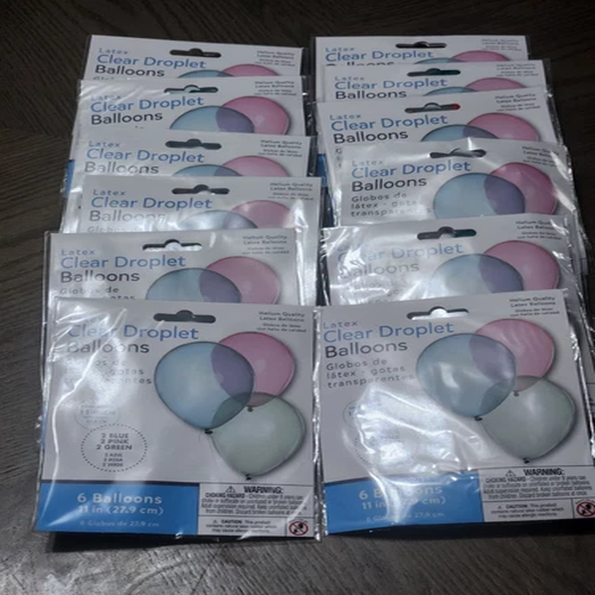 (12) Packs Of 6 Amscan Latex Clear Droplet 11″  Balloons. (Total Of 72)